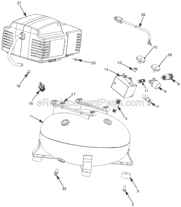 Page B Diagram and Parts List for CFFN250B Type 2 Porter Cable Compressor